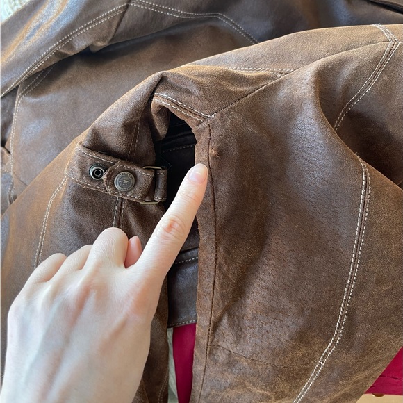 Brown aviator leather jacket / 90’s vintage / approx Large - Picture 10 of 11